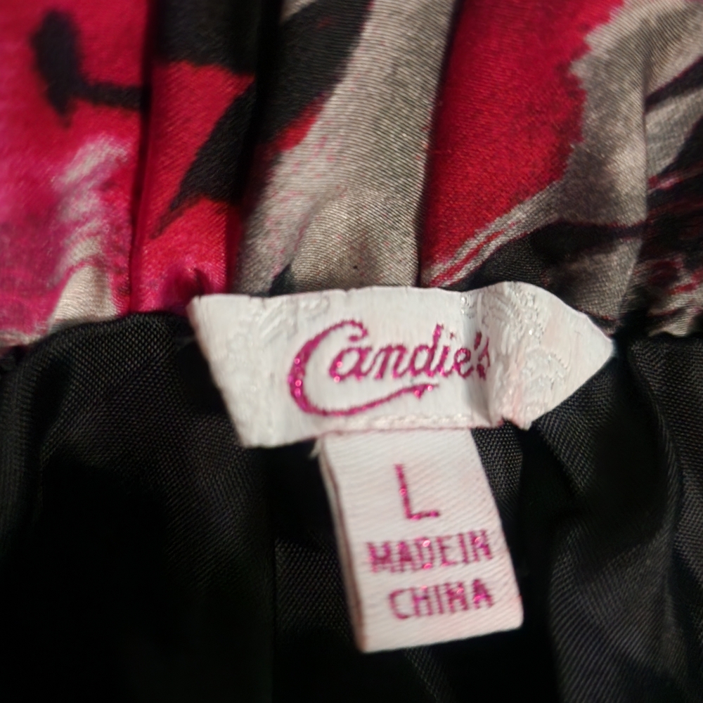 Candie's Floral Chiffon Mini Skirt in Pink and Black - Picture 2 of 8